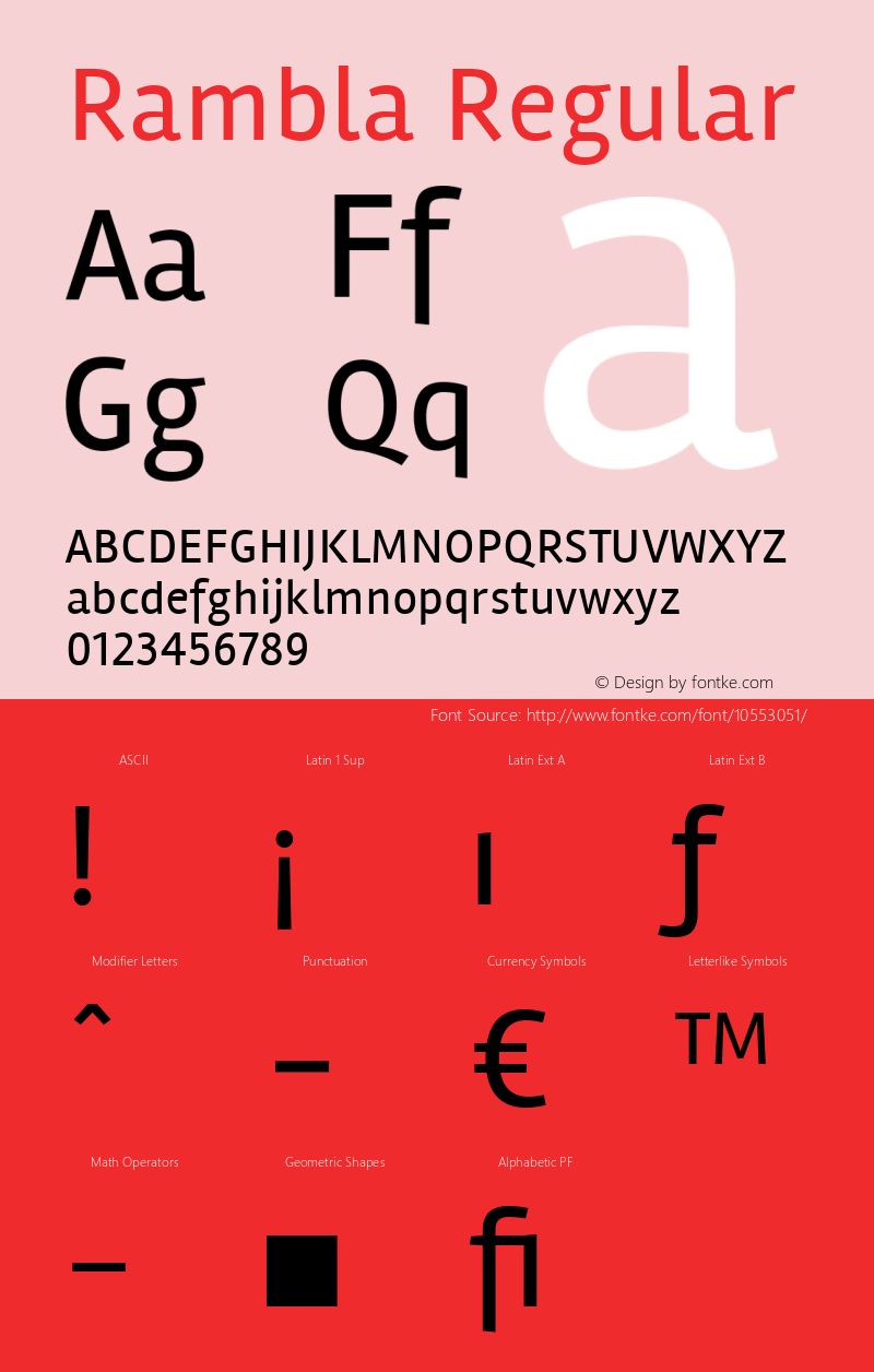 Rambla Regular Version 001.000 Font Sample