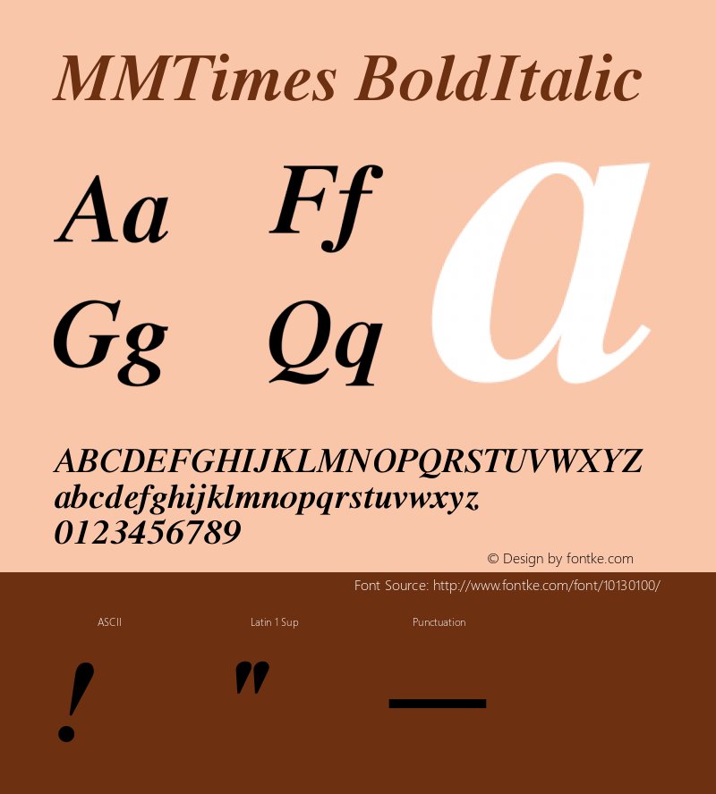 MMTimes BoldItalic Version 2.4.0 Font Sample