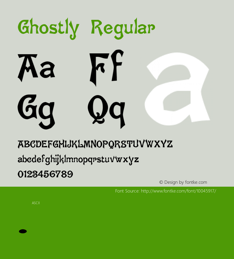 Ghostly Regular Altsys Fontographer 4.0 3/1/94 Font Sample