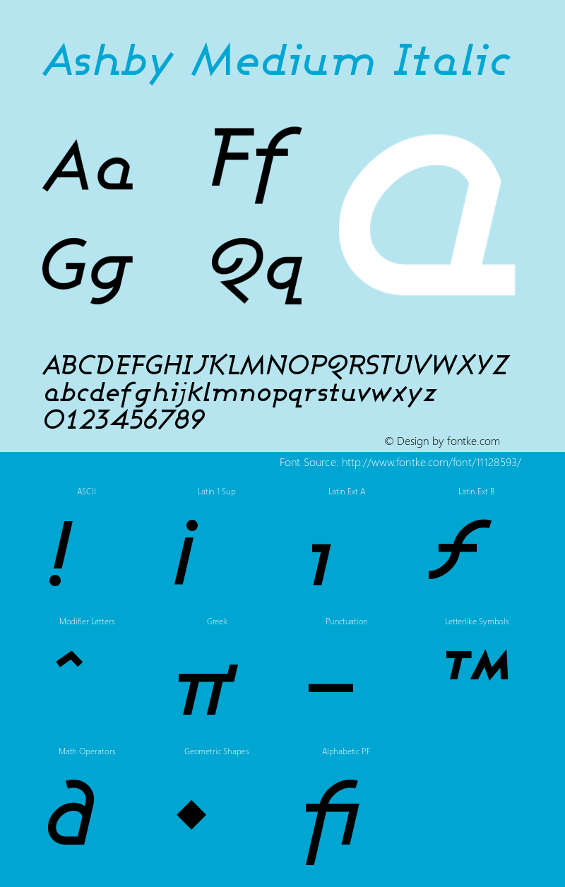 Ashby Medium Italic Version 001.000 Font Sample