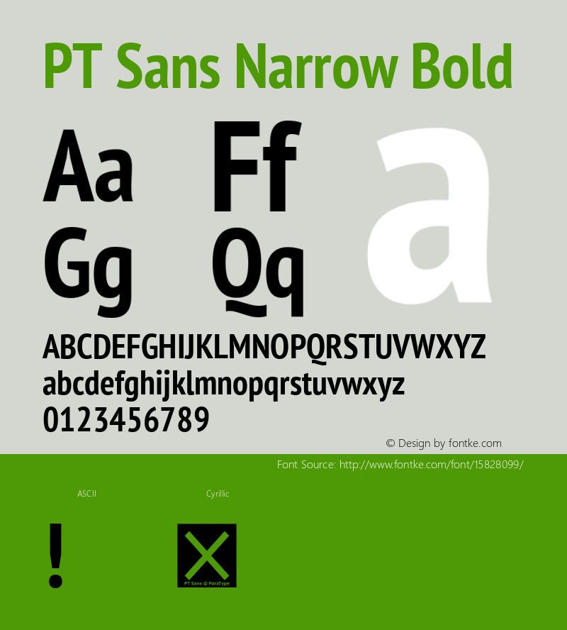 PT Sans Narrow Bold Version 2.005; ttfautohint (v1.4.1) Font Sample