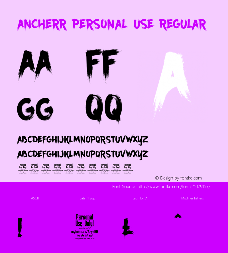 Ancherr Personal Use Version 1.000 Font Sample