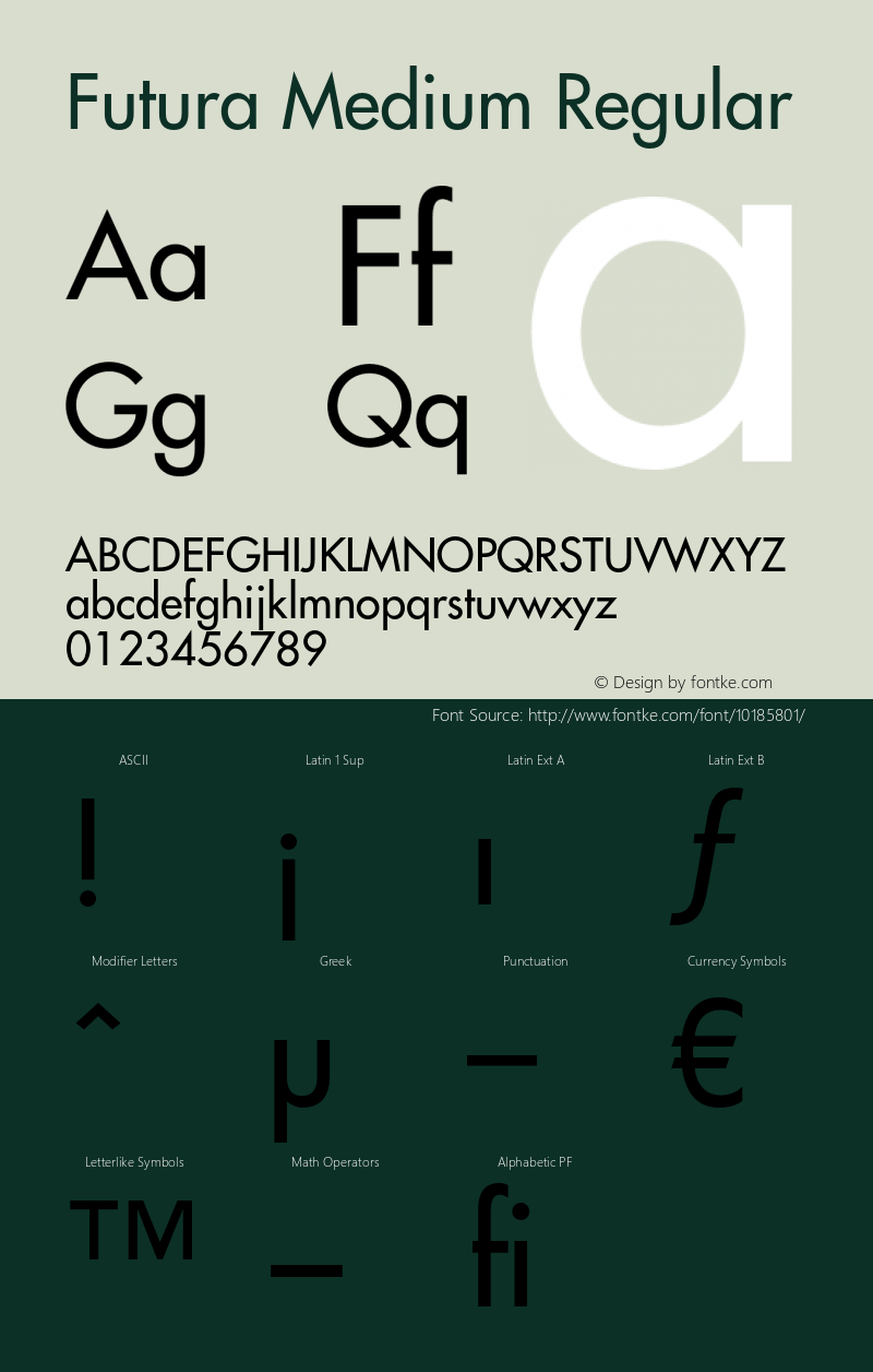 Futura Medium Regular OTF 1.0;PS 001.002;Core 1.0.22 Font Sample