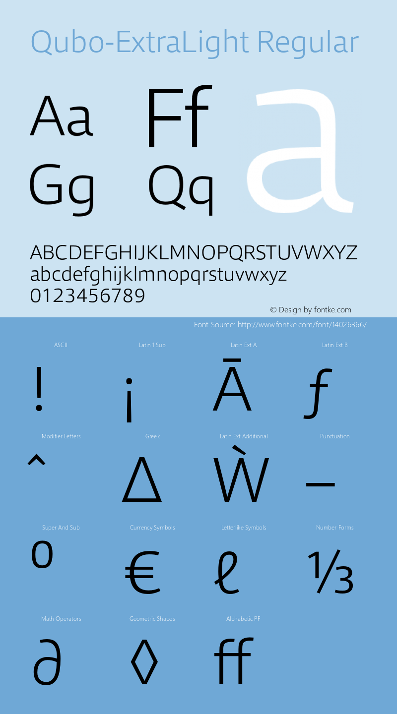 Qubo-ExtraLight Regular Version 1.000 Font Sample