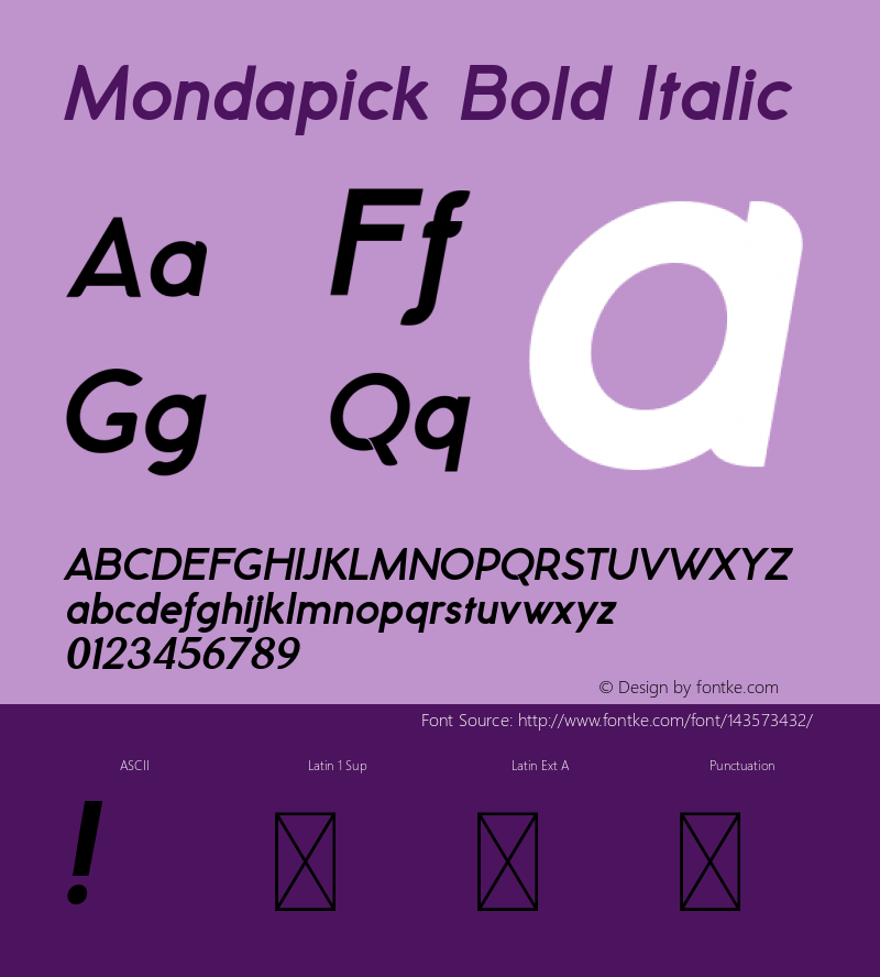 Mondapick Bold Italic Version 1.006;Fontself Maker 3.5.4 Font Sample