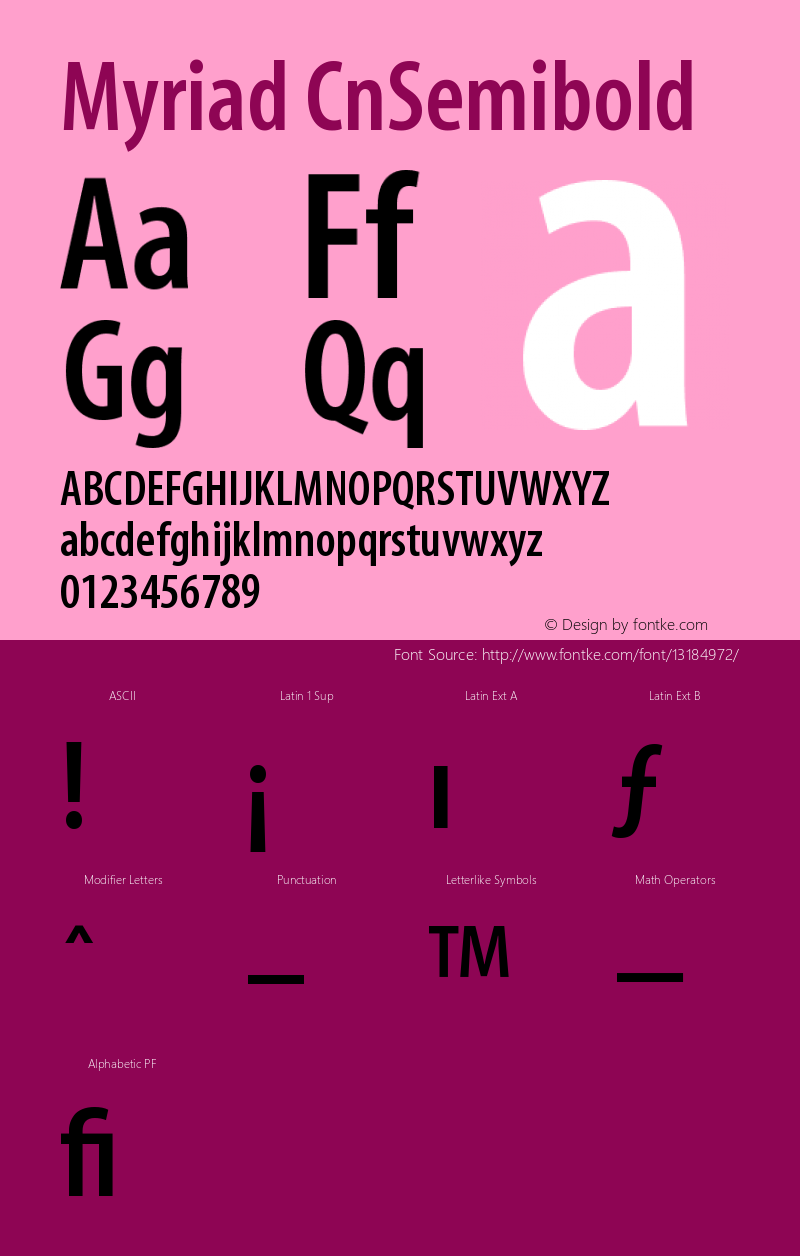 Myriad CnSemibold Version 001.000 Font Sample