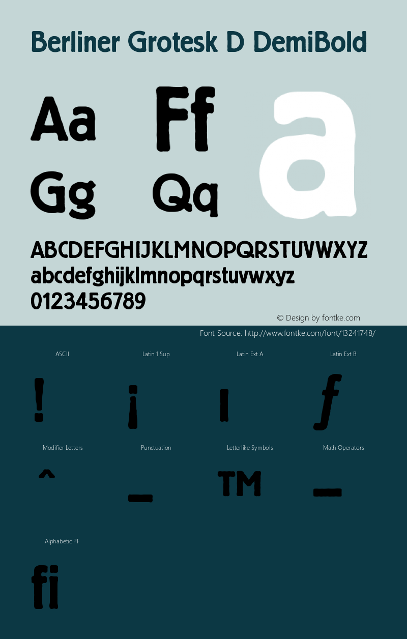 Berliner Grotesk D DemiBold Version 001.005 Font Sample