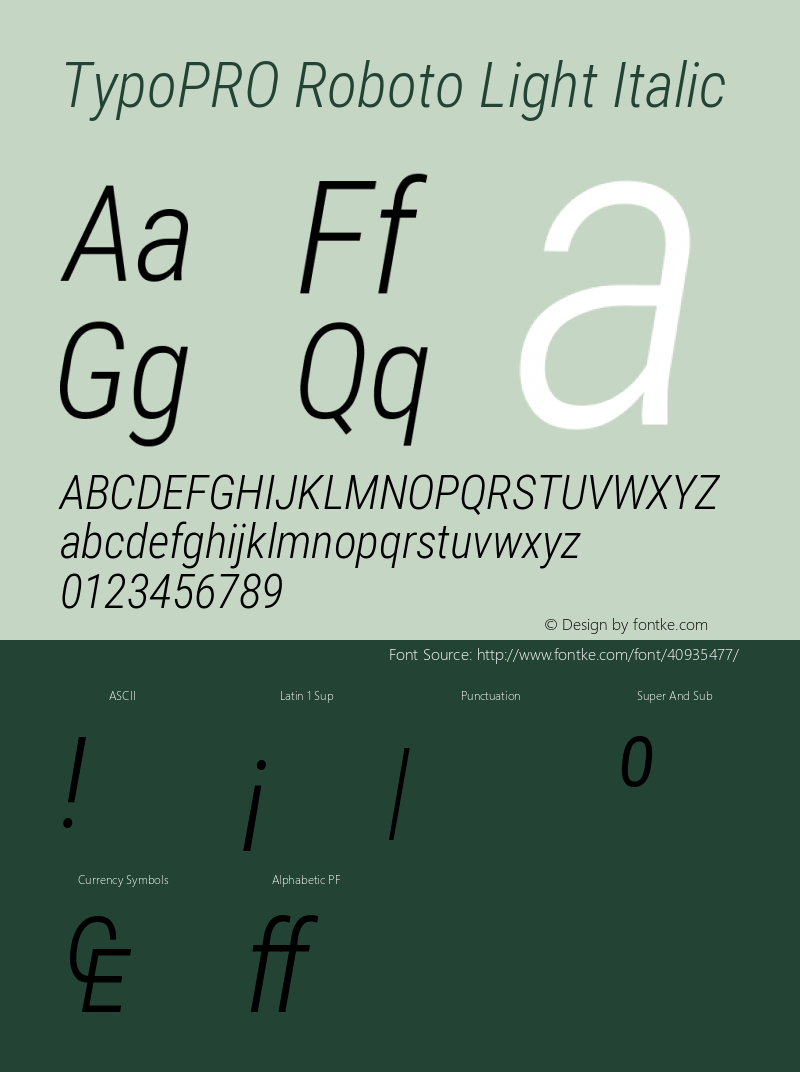 TypoPRO Roboto Condensed Light Italic Version 2.138 Font Sample