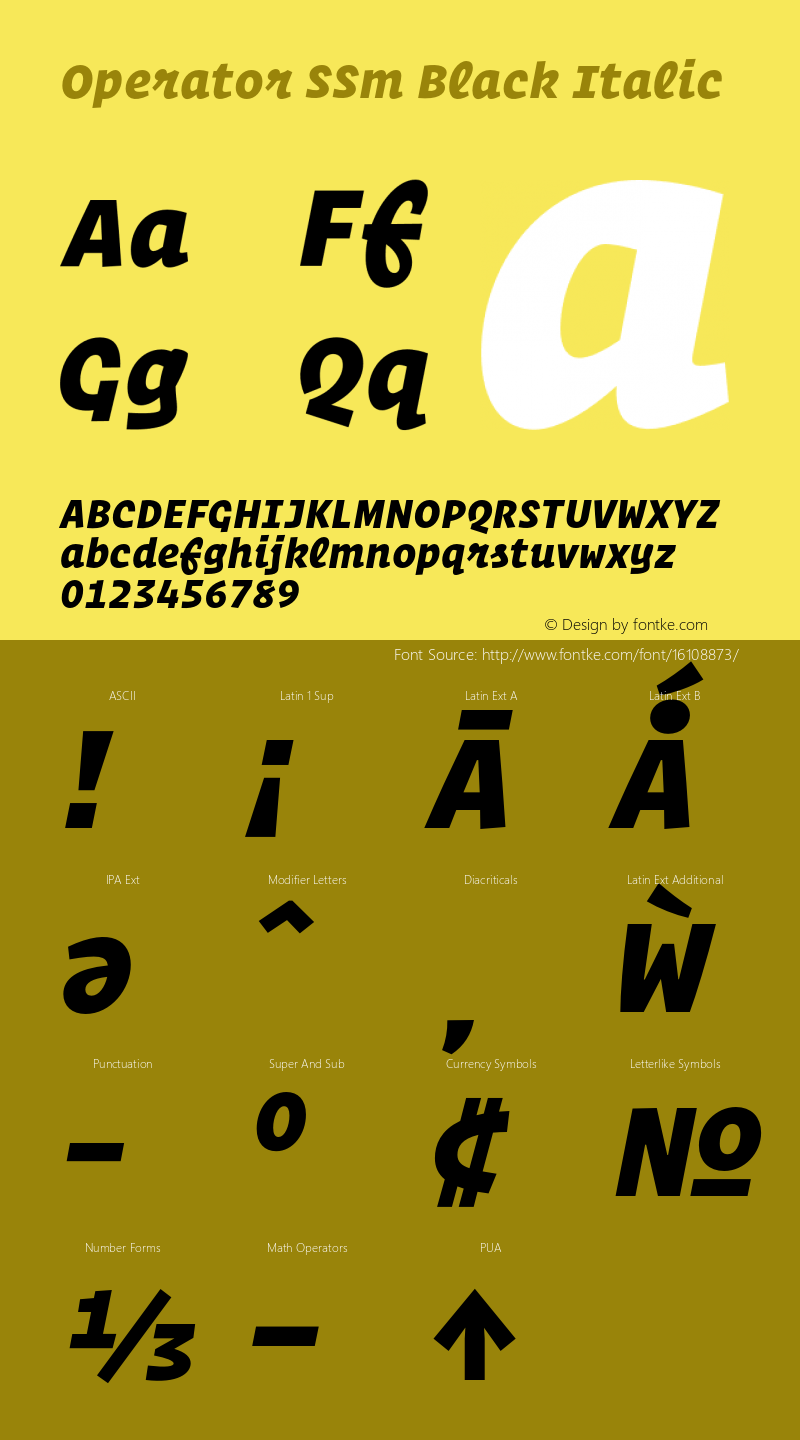 Operator SSm Black Italic Version 1.200 Pro Font Sample