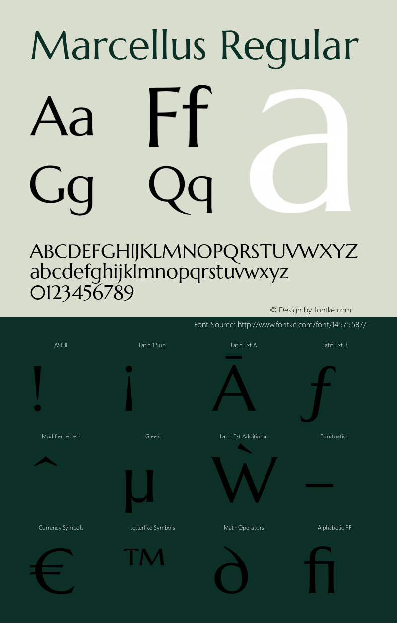 Marcellus Regular Version 1.000 Font Sample