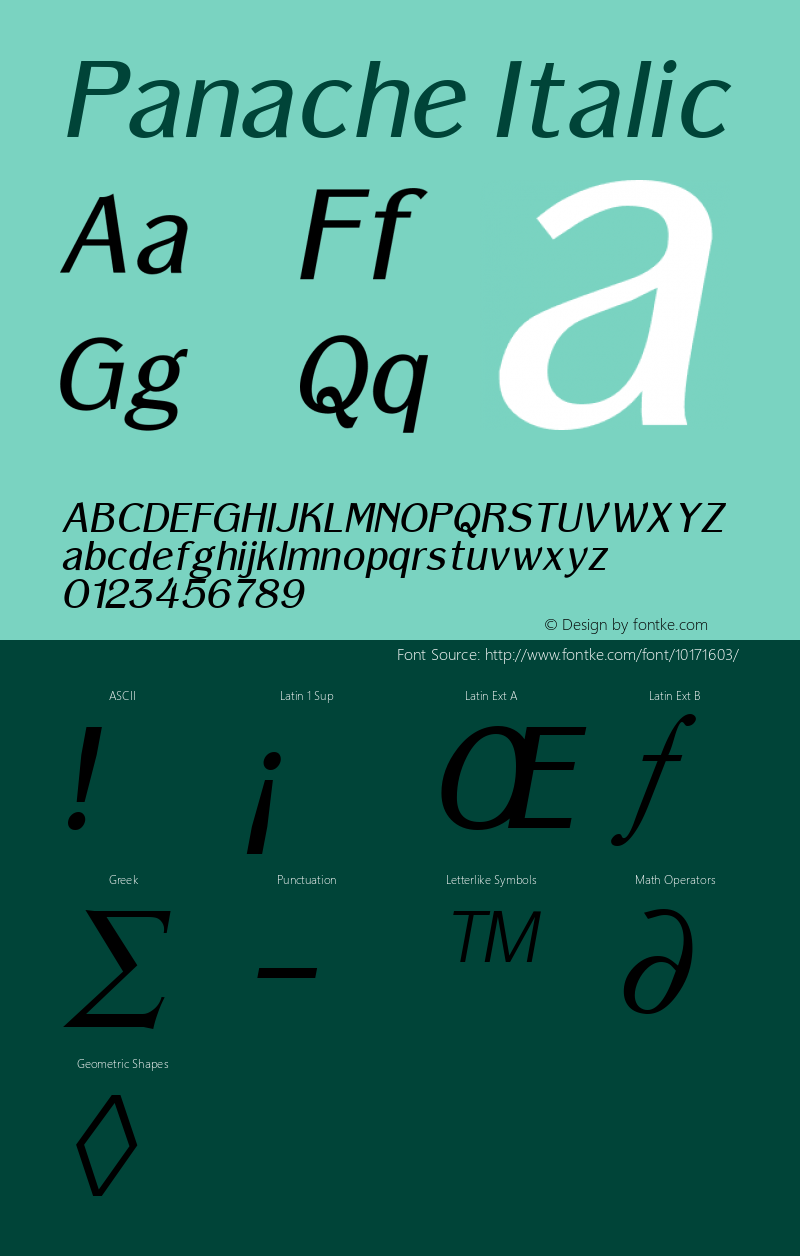 Panache Italic Altsys Fontographer 3.5  11/25/92 Font Sample