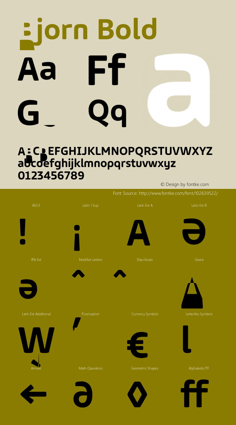 Bjorn Bold Version 1.00 Font Sample