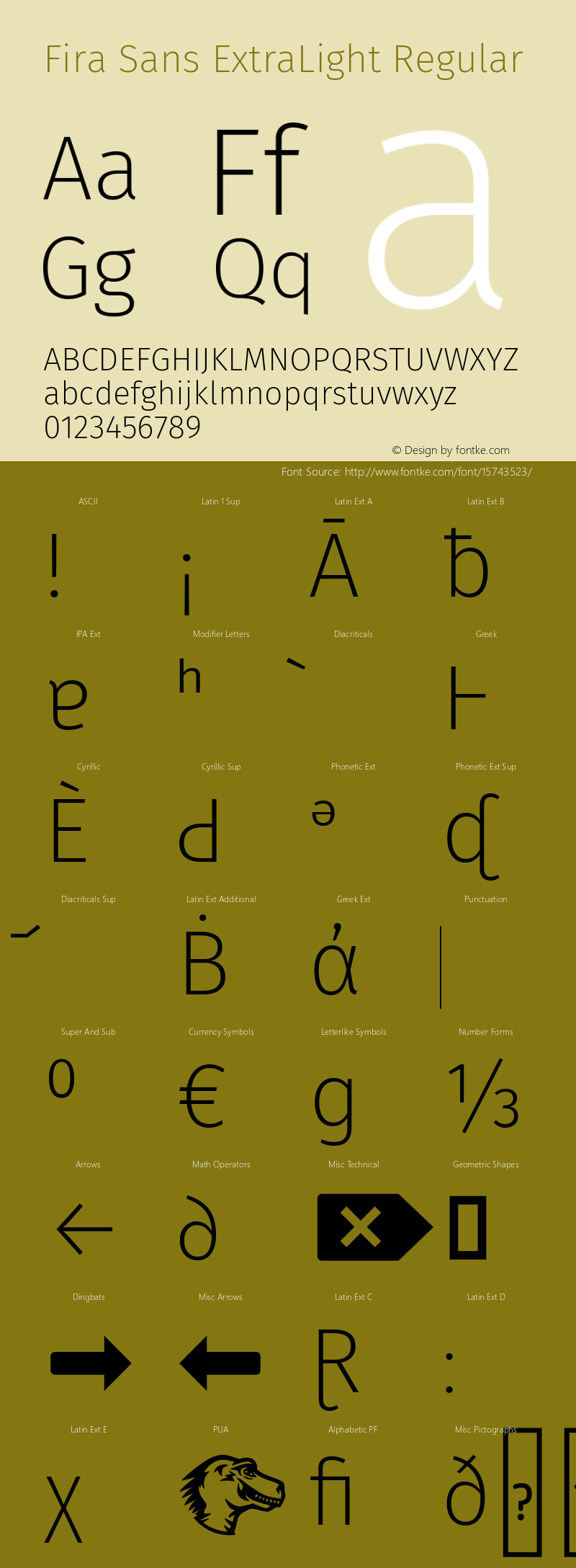 Fira Sans ExtraLight Regular Version 4.106 Font Sample