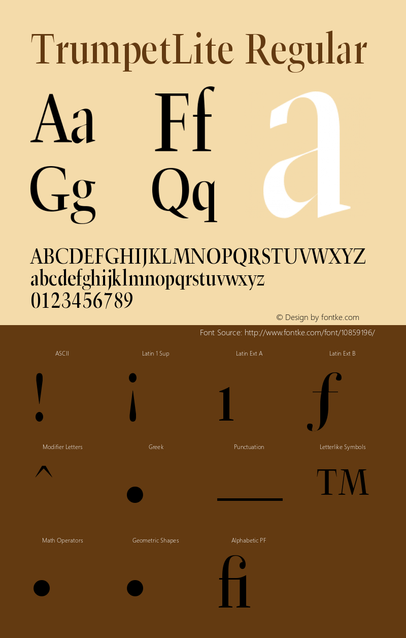 TrumpetLite Regular Version 0.0 Font Sample