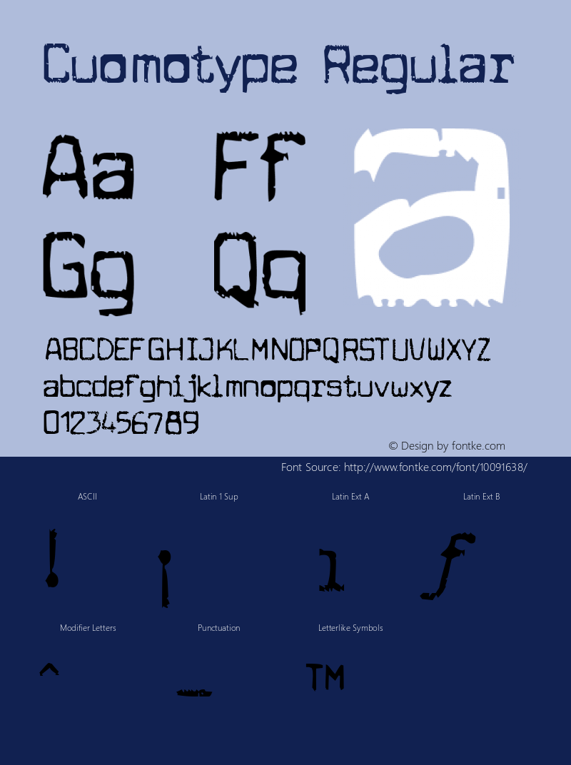 Cuomotype Regular Version 1.5; 2001 Font Sample