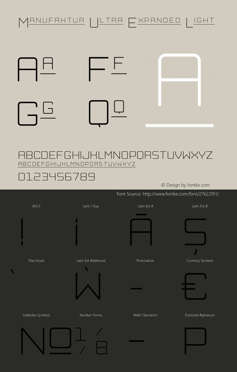 Manufaktur Ultra Expanded Light Version 1.000 Font Sample