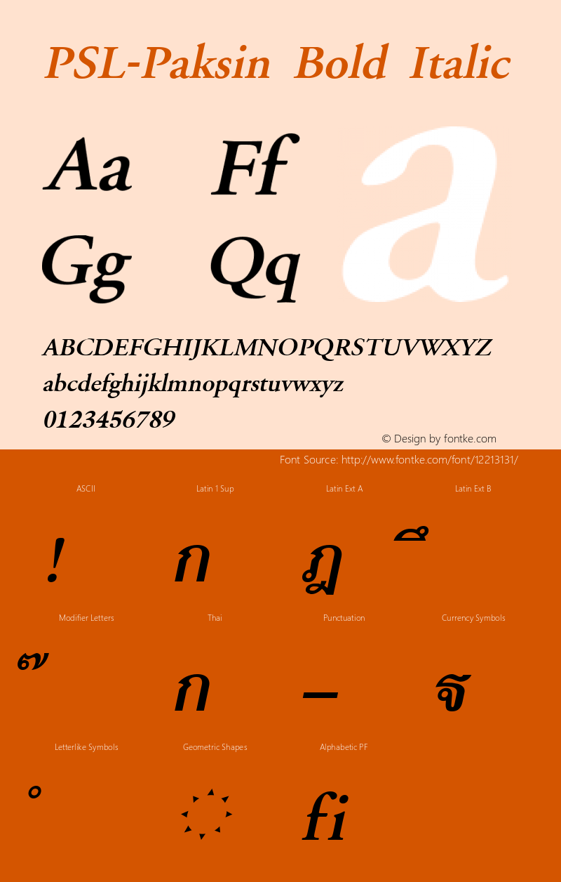 PSL-Paksin Bold Italic Version 1.000 2006 initial release Font Sample