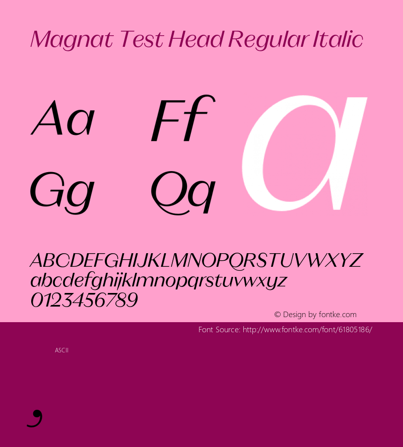 Magnat Test Head Regular Italic Version 1.000;PS 001.000;hotconv 1.0.88;makeotf.lib2.5.64775 Font Sample