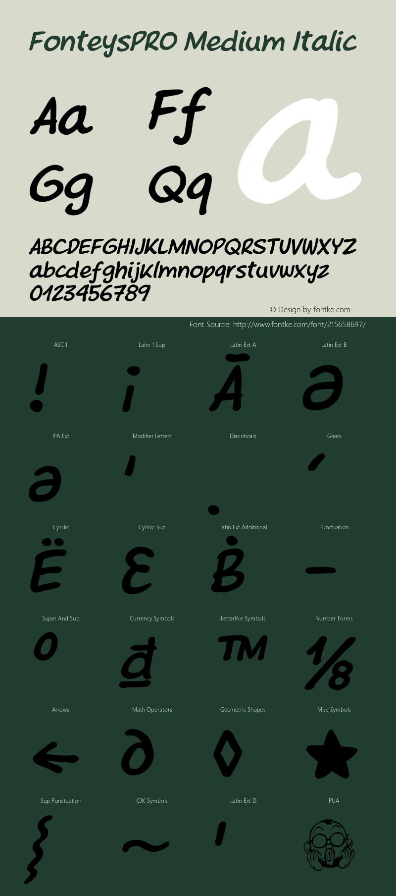 FonteysPRO Medium Italic Version 1.200;FEAKit 1.0图片样张