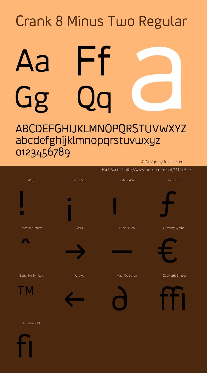 Crank 8 Minus Two Regular Version 1.000 2005 initial release Font Sample