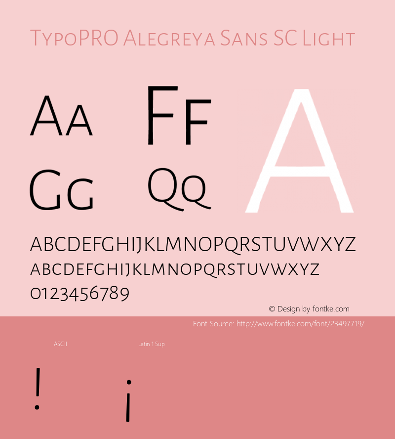 TypoPRO Alegreya Sans SC Light Version 1.001;PS 001.001;hotconv 1.0.70;makeotf.lib2.5.58329 DEVELOPMENT; ttfautohint (v0.97) -l 8 -r 50 -G 200 -x 17 -f dflt -w G -W Font Sample