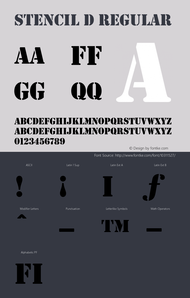 Stencil D Regular Version 001.005 Font Sample