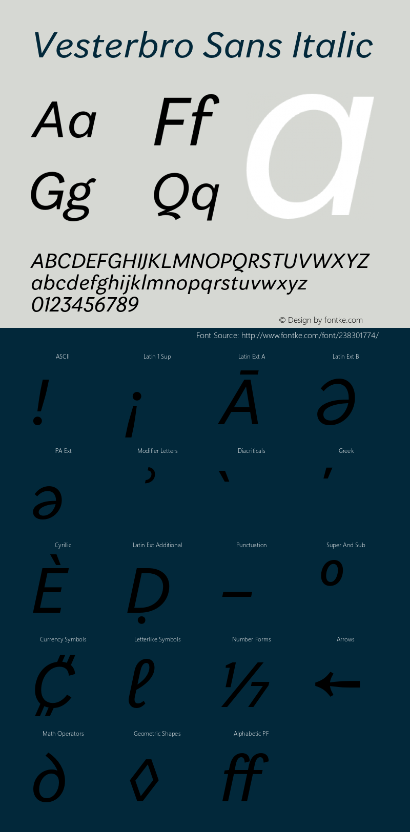 VesterbroSans-Italic Version 1.004图片样张