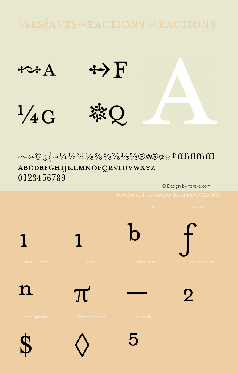 MrsEavesFractions Fractions Version 001.000 Font Sample