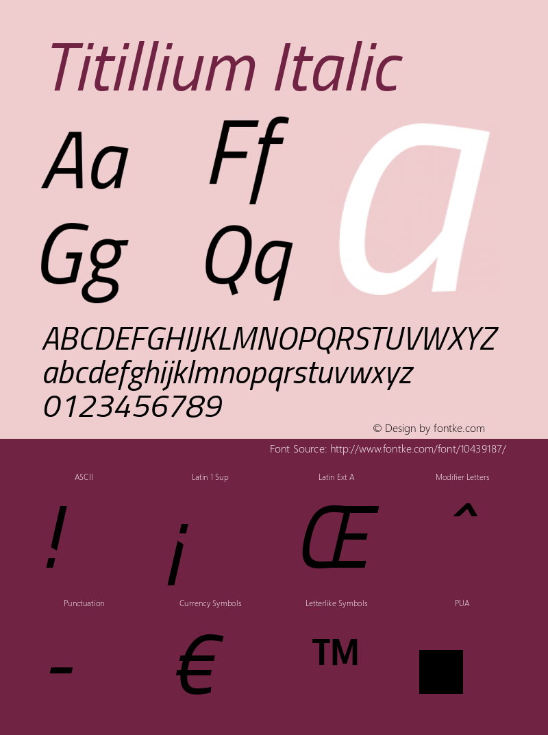 Titillium Italic Version 1.000;PS 57.000;hotconv 1.0.70;makeotf.lib2.5.55311 Font Sample