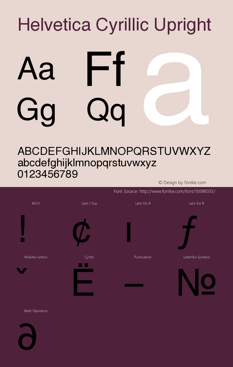 Helvetica Cyrillic Upright Version 001.001 Font Sample