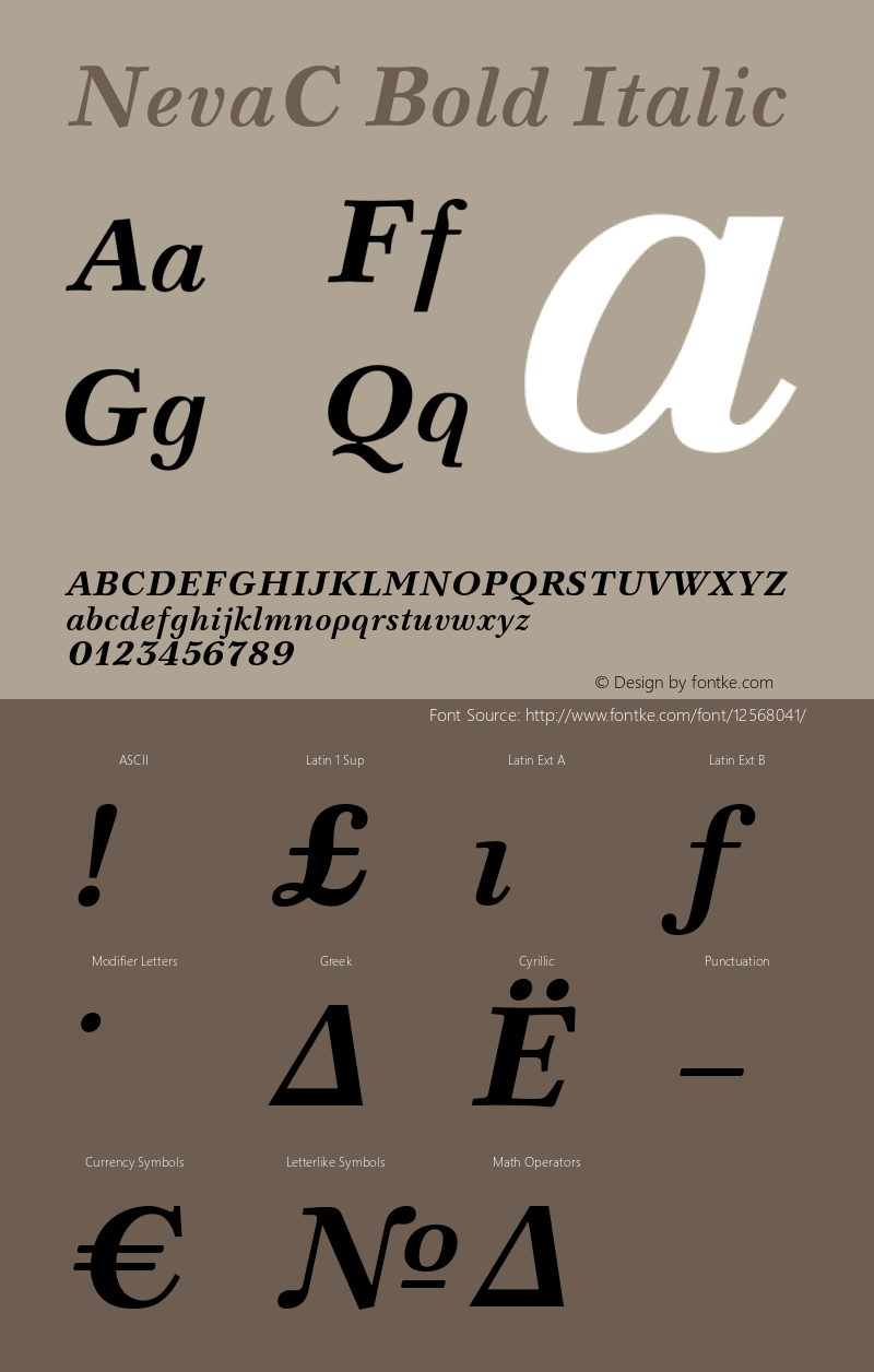 NevaC Bold Italic OTF 1.0;PS 001.000;Core 116;AOCW 1.0 161 Font Sample