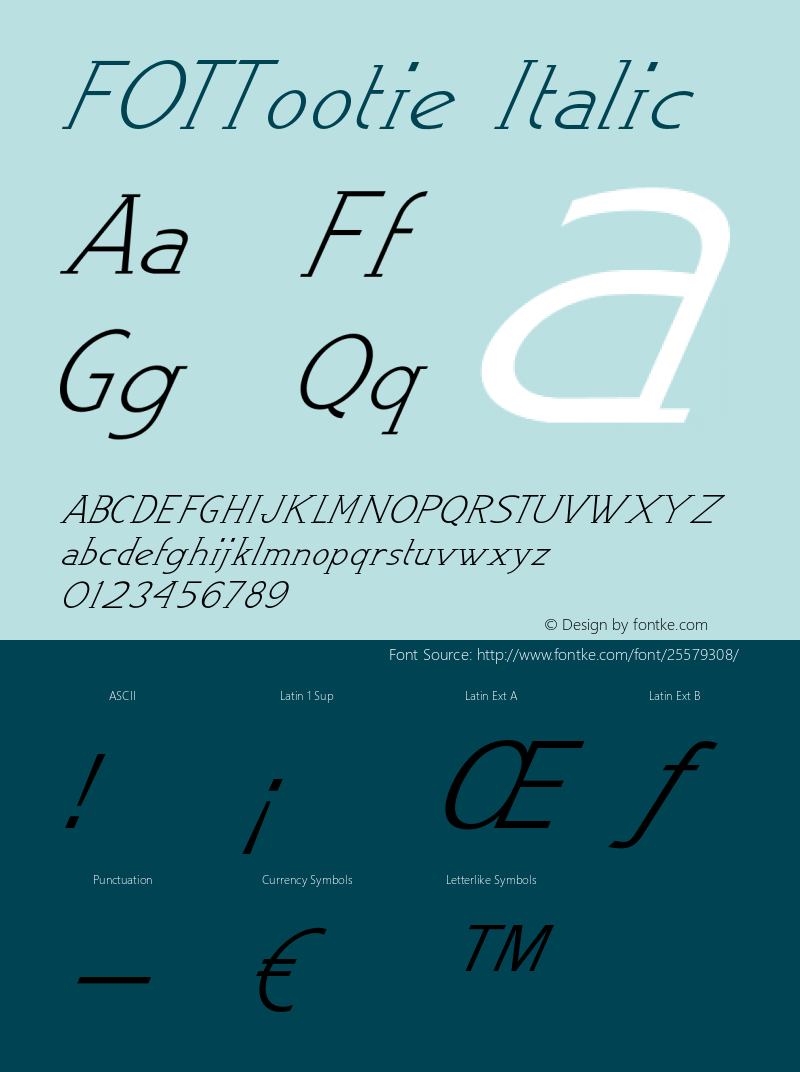 FOTTootie-Italic Version 1.000 Font Sample