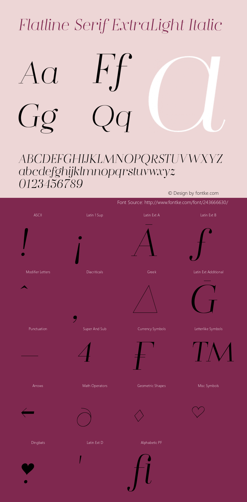 Flatline Serif ExtraLight Italic Version 1.000 | FøM Fix图片样张