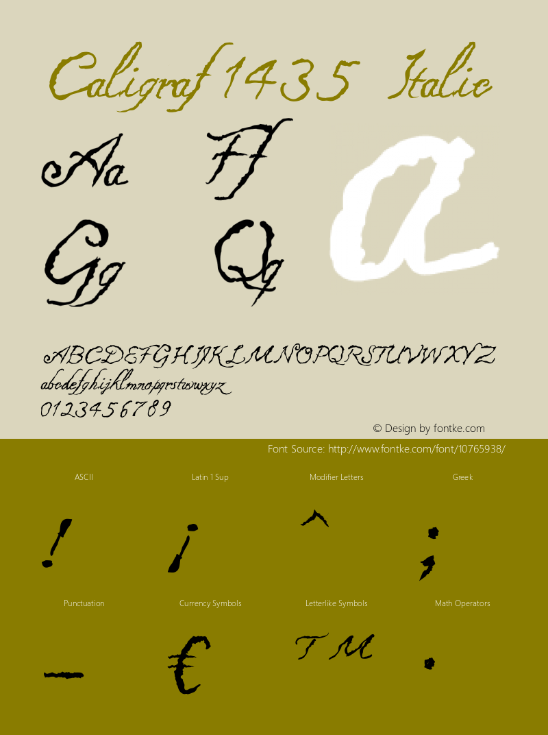 Caligraf 1435 Italic Version 1.00 August 18, 2014, initial release Font Sample