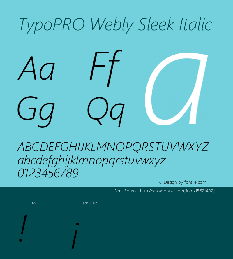 TypoPRO Webly Sleek Italic Version 5.22 January 23, 2013 Font Sample