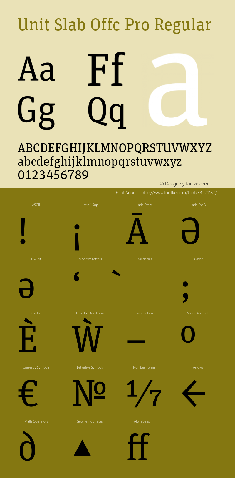 Unit Slab Offc Pro Version 7.504; 2010; Build 1002 Font Sample