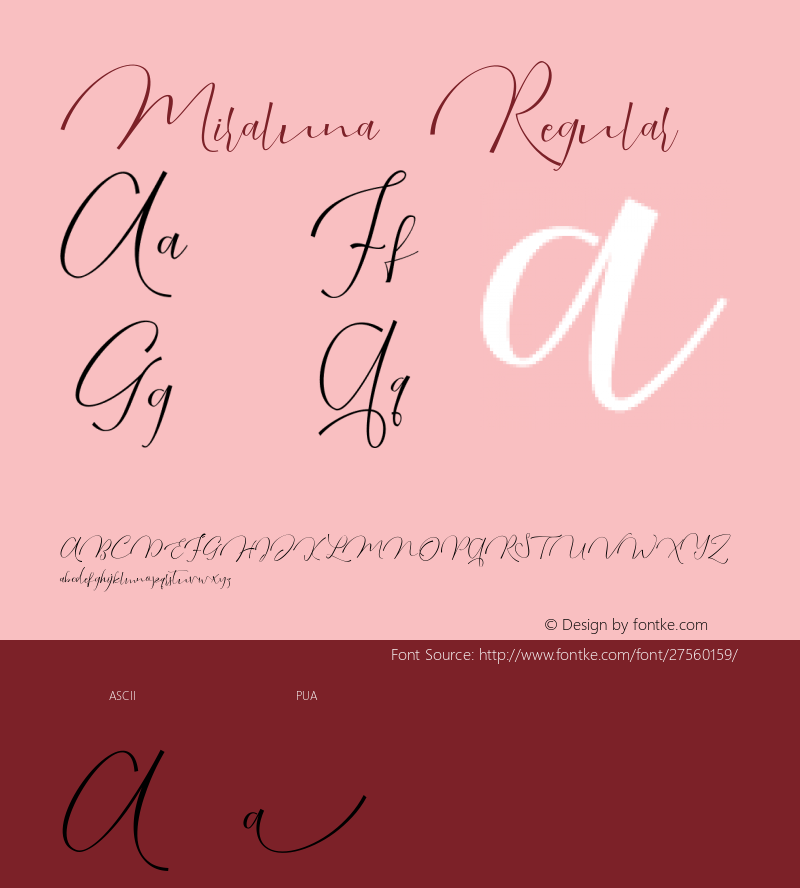 Miraluna Version 1.000 Font Sample