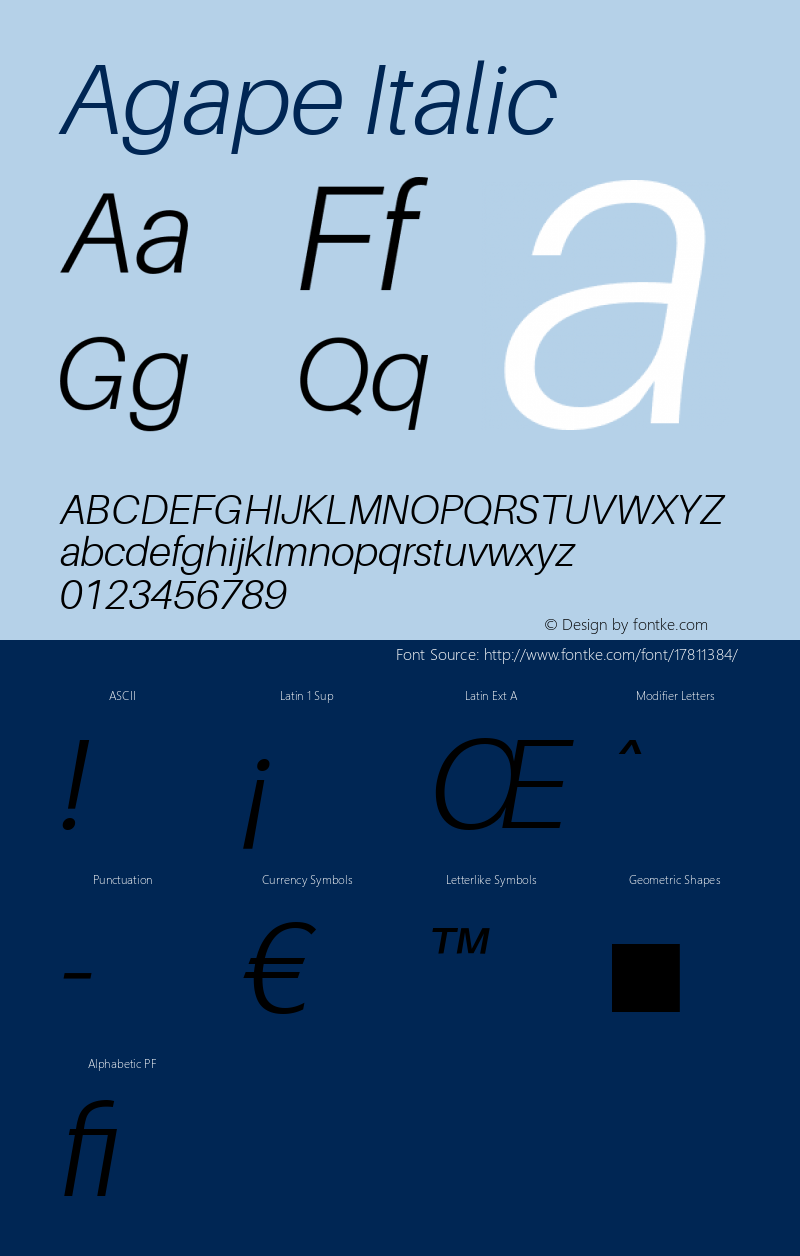 Agape Italic Version 1.101;PS 1.101;hotconv 1.0.70;makeotf.lib2.5.58329 DEVELOPMENT Font Sample
