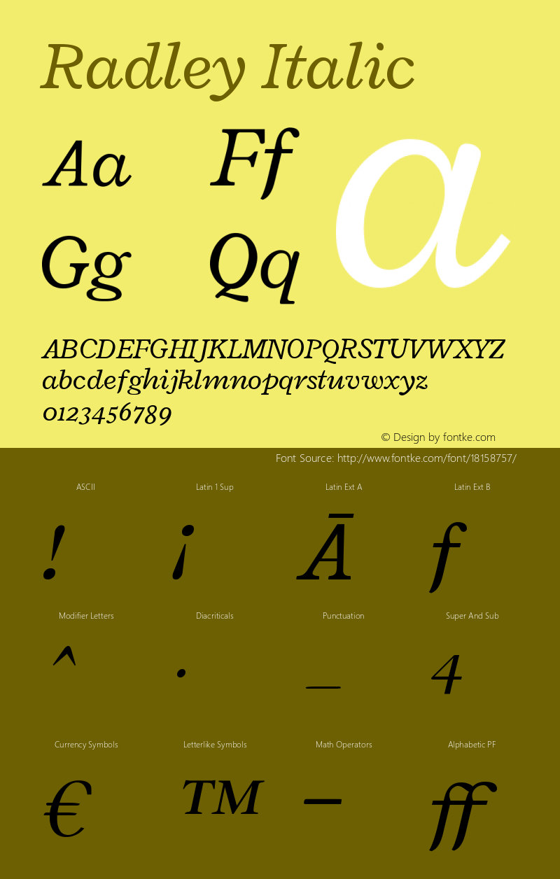 Radley Italic Version 1.002 Font Sample