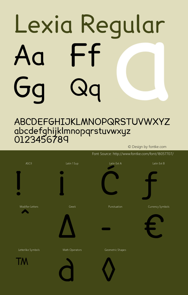 Lexia Regular Macromedia Fontographer 4.1.5 16/7/04 Font Sample