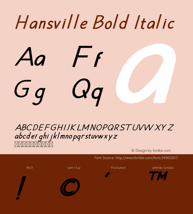 Hansville Bold Italic Version 1.002;Fontself Maker 3.1.1 Font Sample