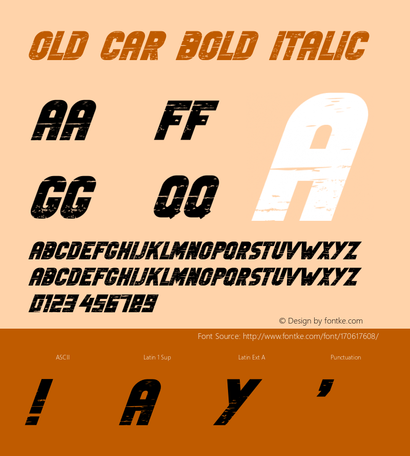 Old Car Bold Italic Version 1.002;Fontself Maker 3.5.4图片样张