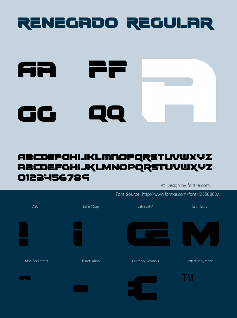 Renegado Regular Version 1.0; 2013 Font Sample