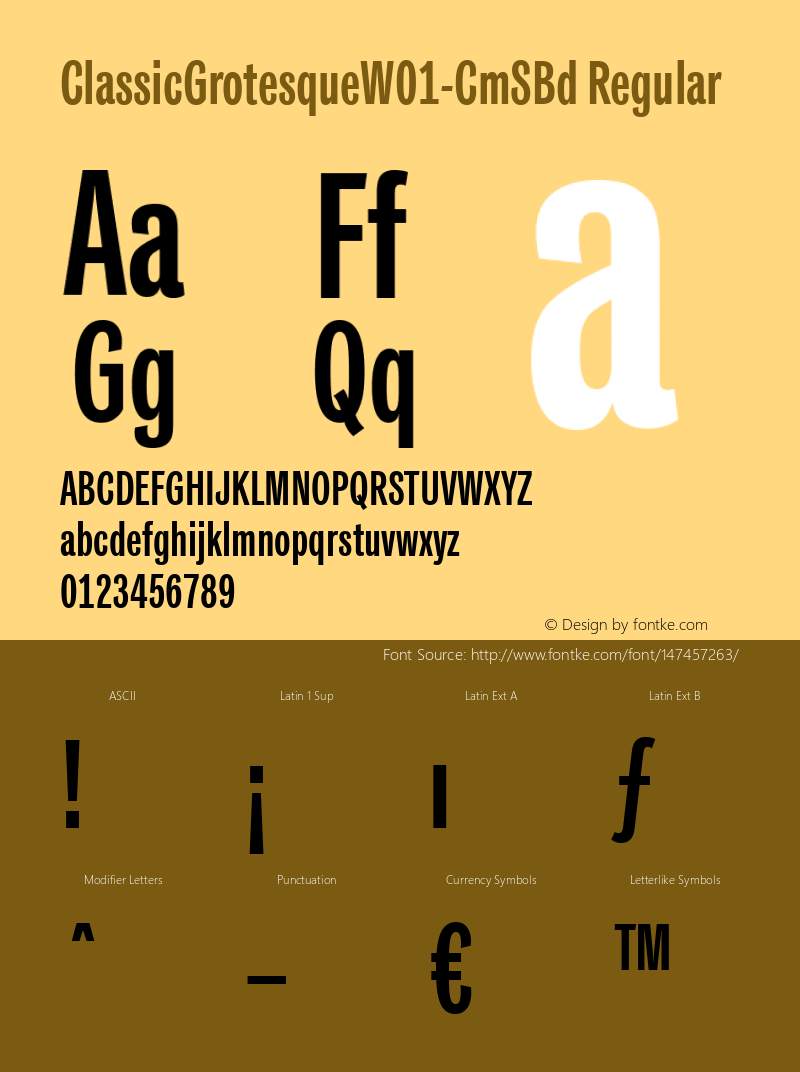 Classic Grotesque W01 Cm SBd Version 1.00 Font Sample