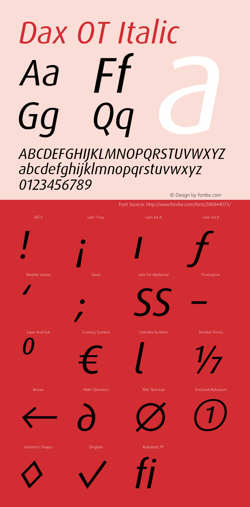 Dax OT Italic Version 7.504; 2005; Build 1025图片样张