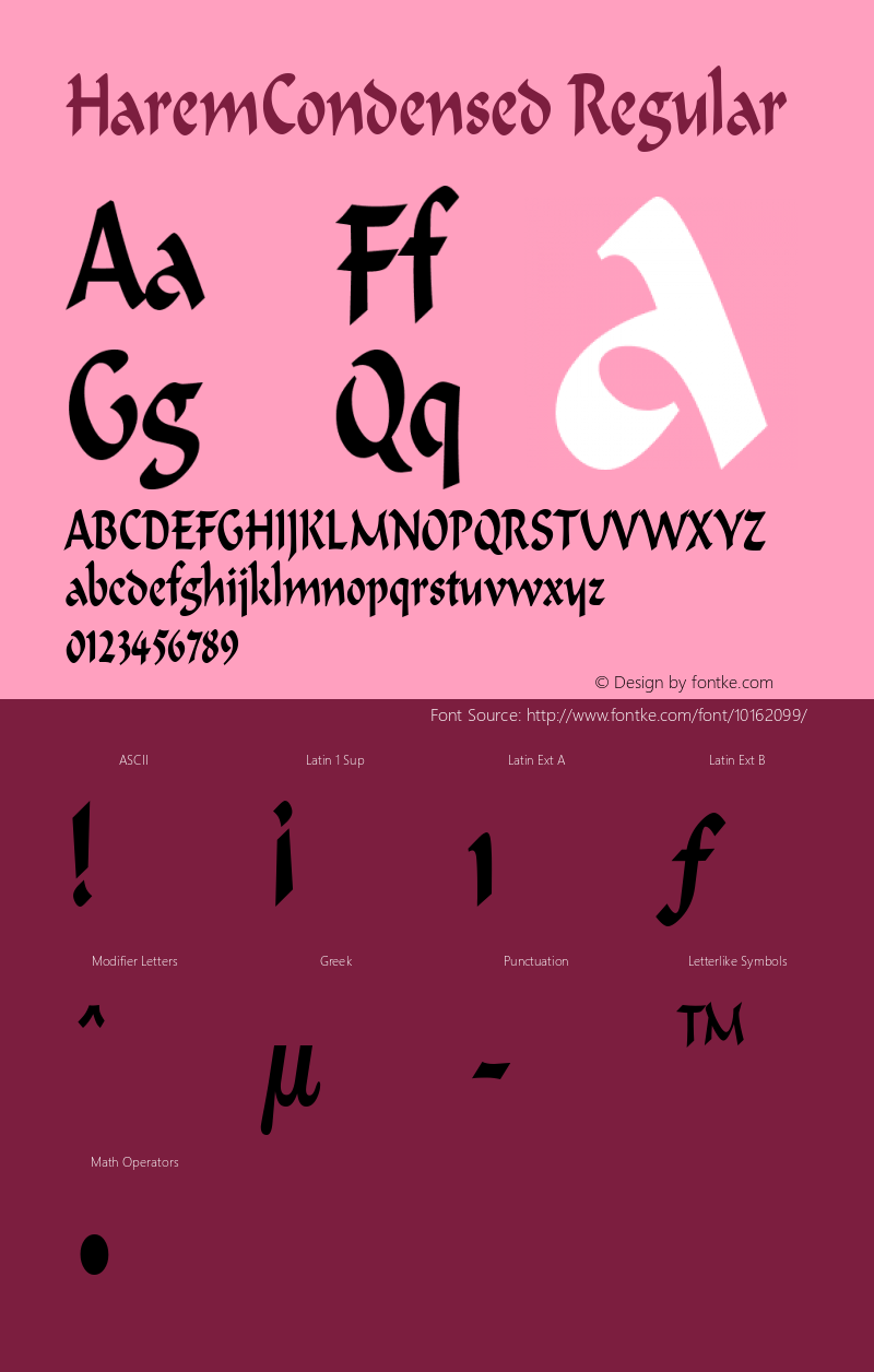 HaremCondensed Regular Rev. 003.000 Font Sample