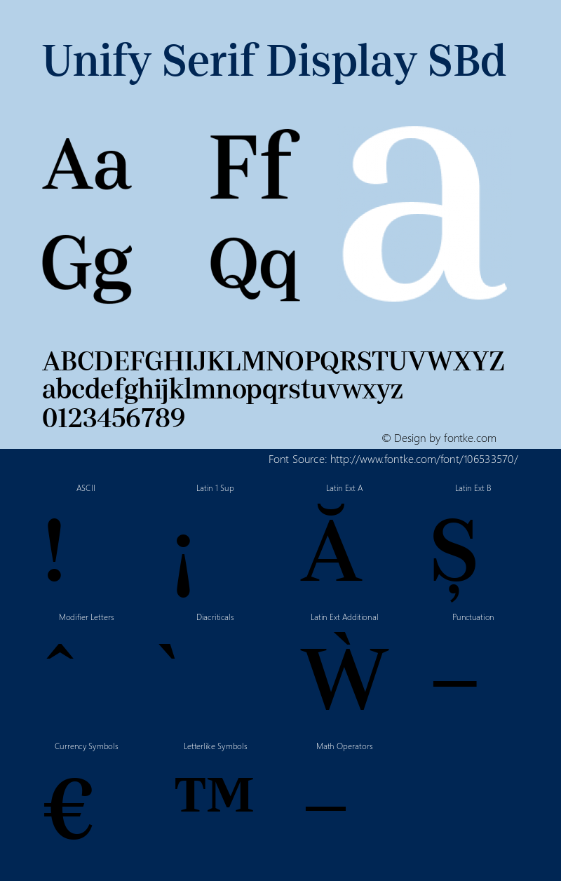 Unify Serif Display SBd Version 1.002 Font Sample