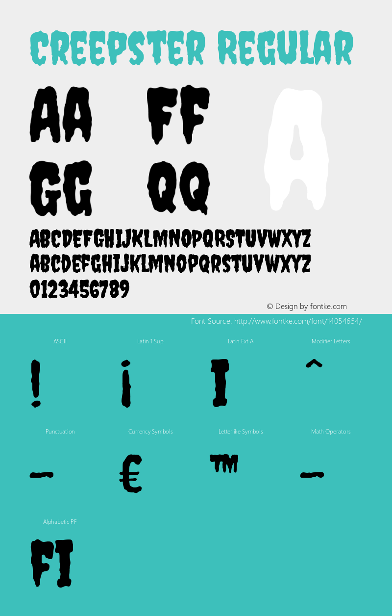 Creepster Regular Version 1.002 Font Sample