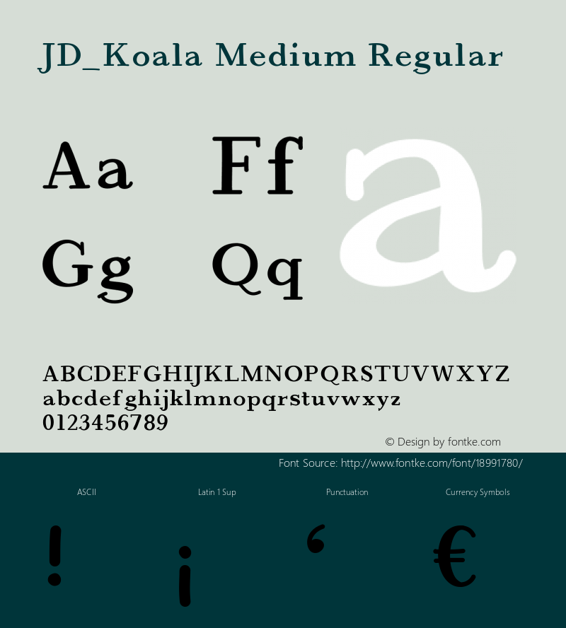 JD_Koala Medium Regular Version 1.000 Font Sample