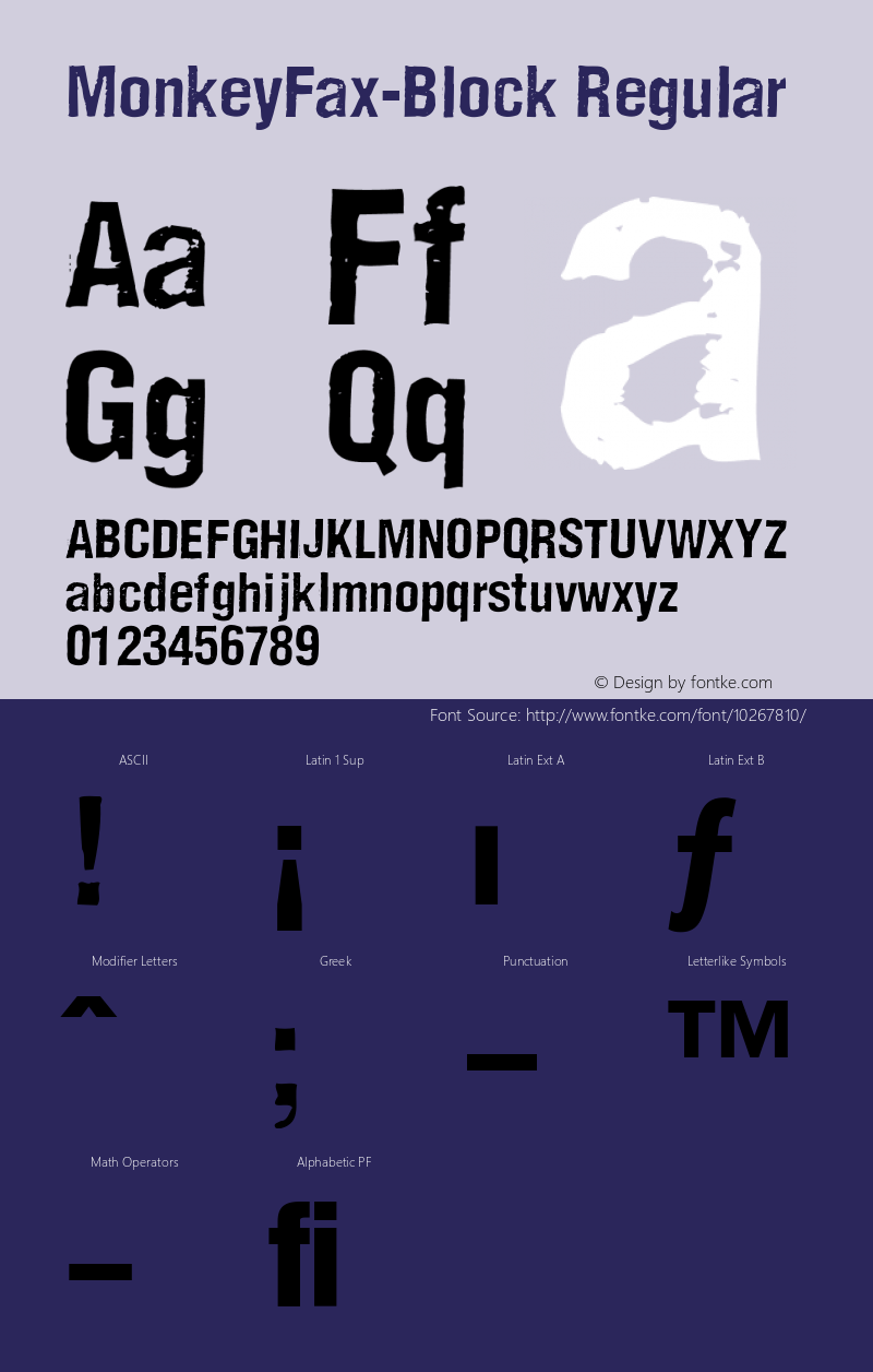 MonkeyFax-Block Regular 001.000 Font Sample